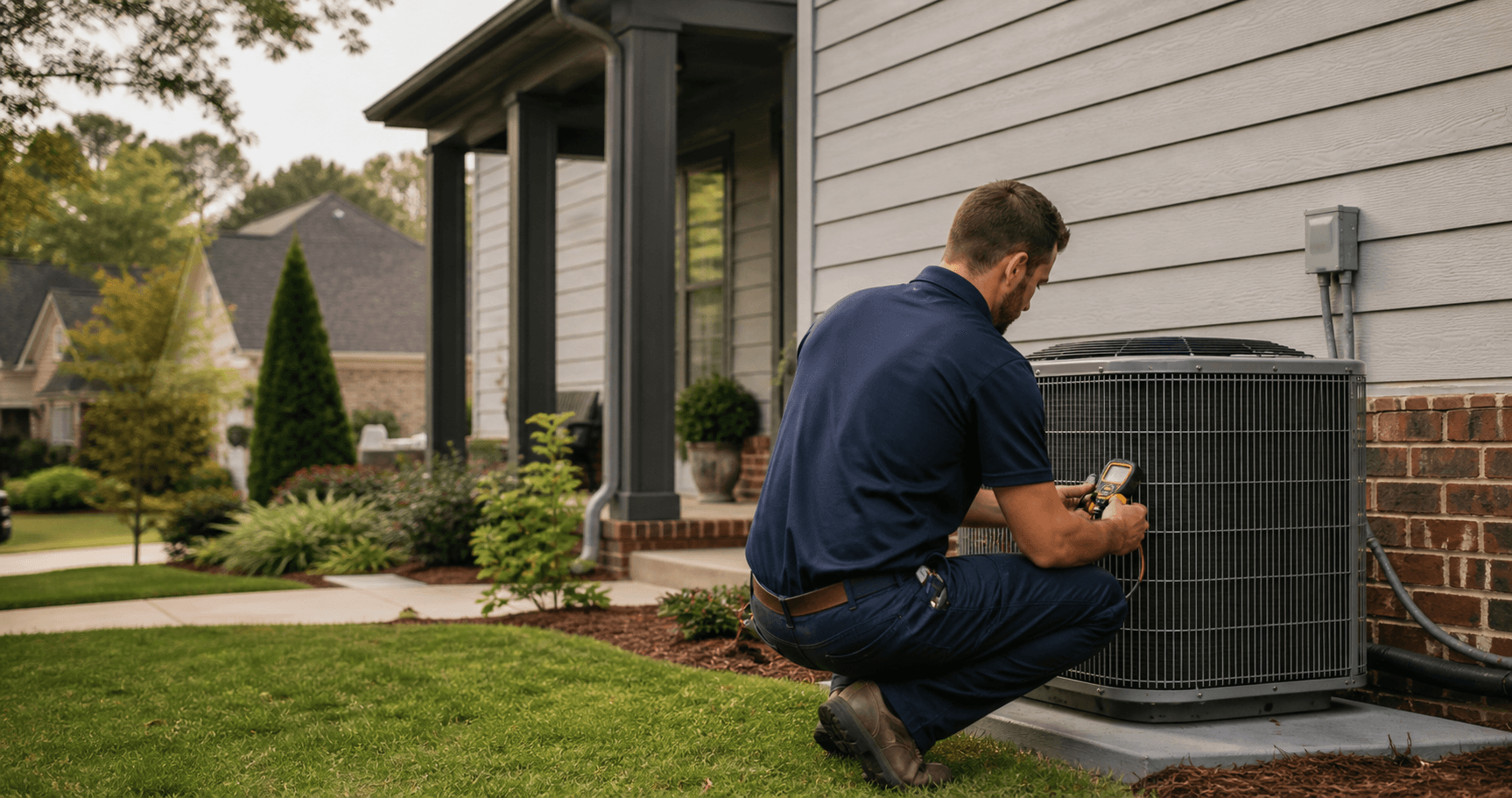 HVAC professional serving a local home