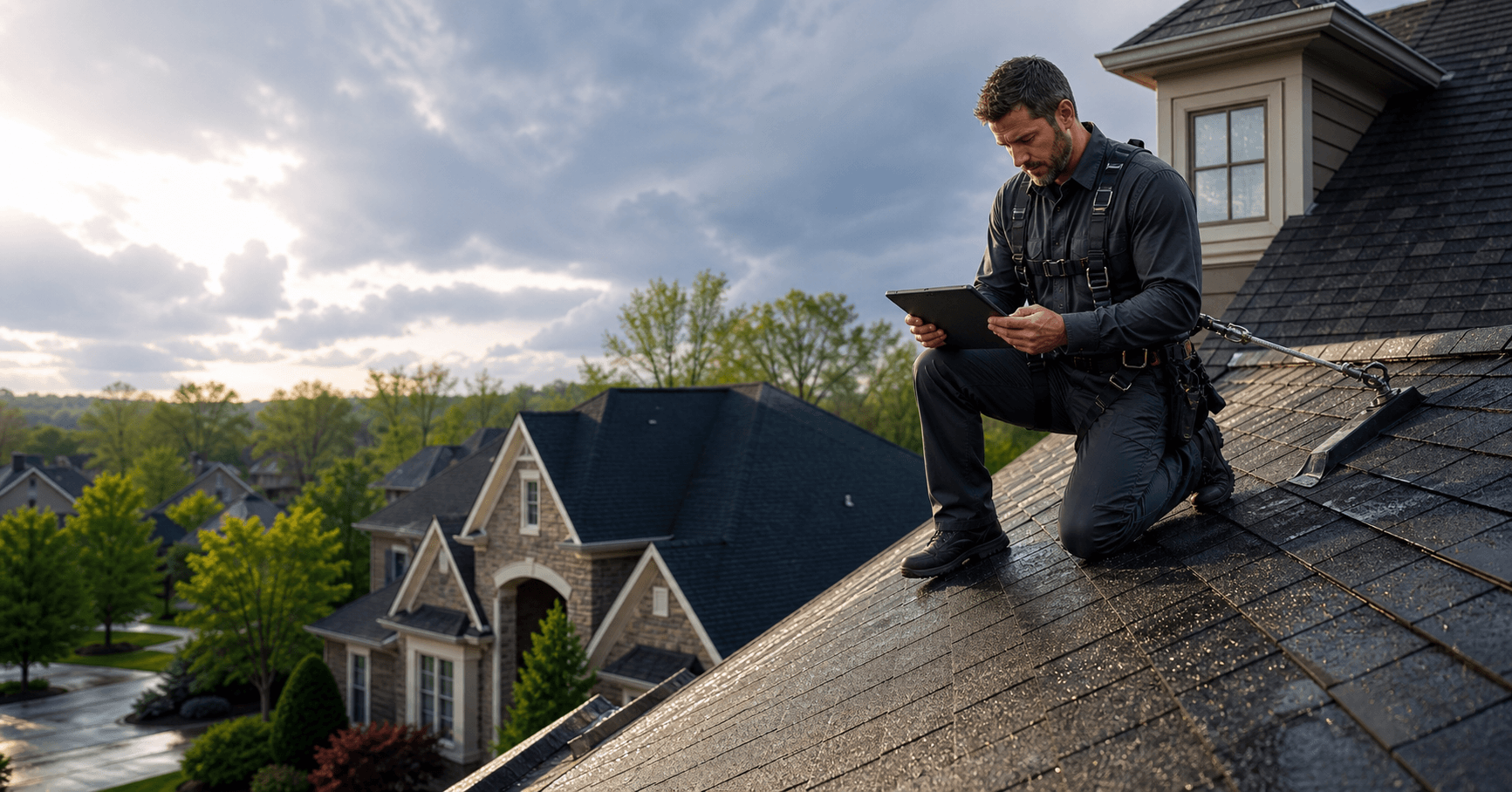 Roofing professional serving a local home